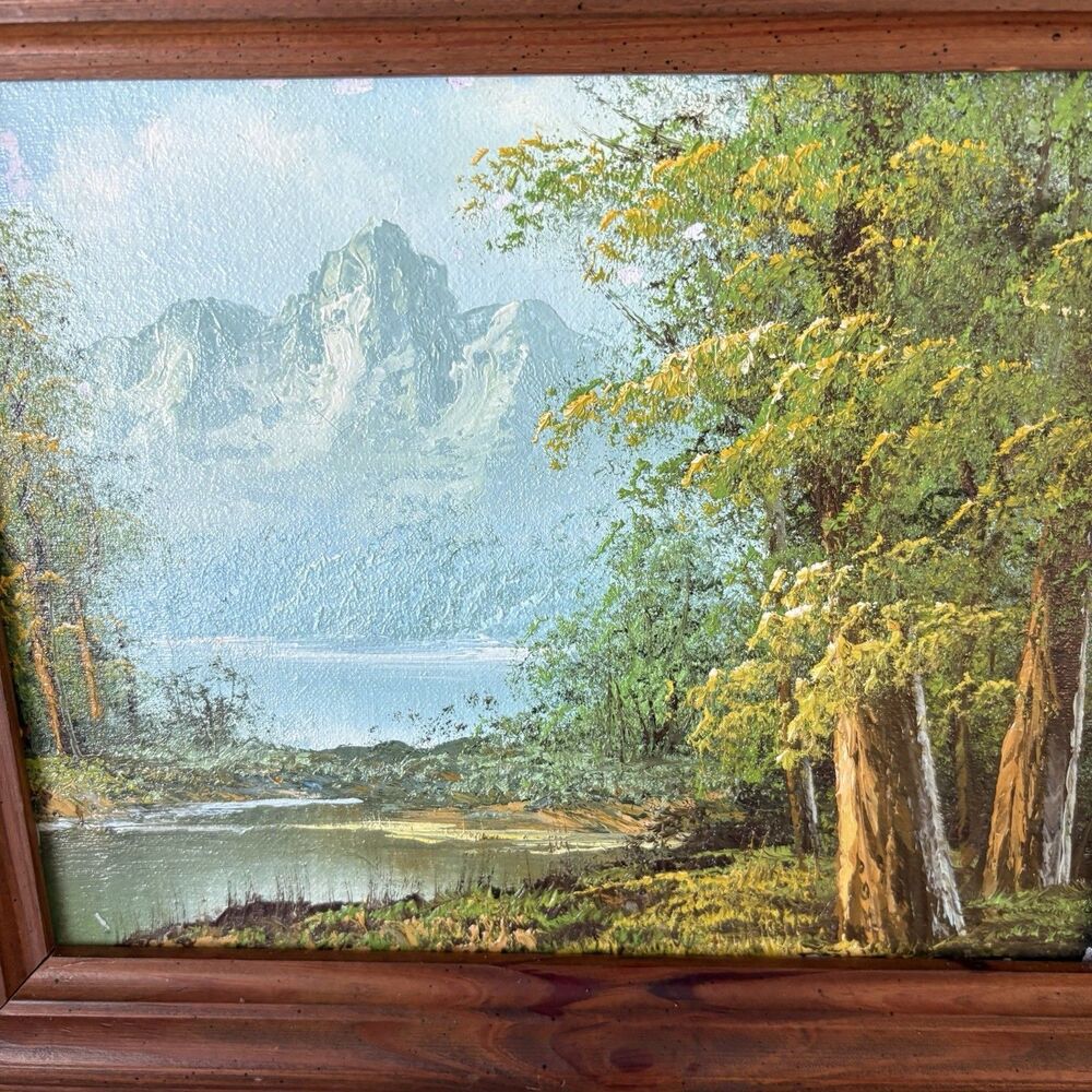 Framed Landscape Oil-Style Wall Art in Green and Brown - Picture 4 of 16